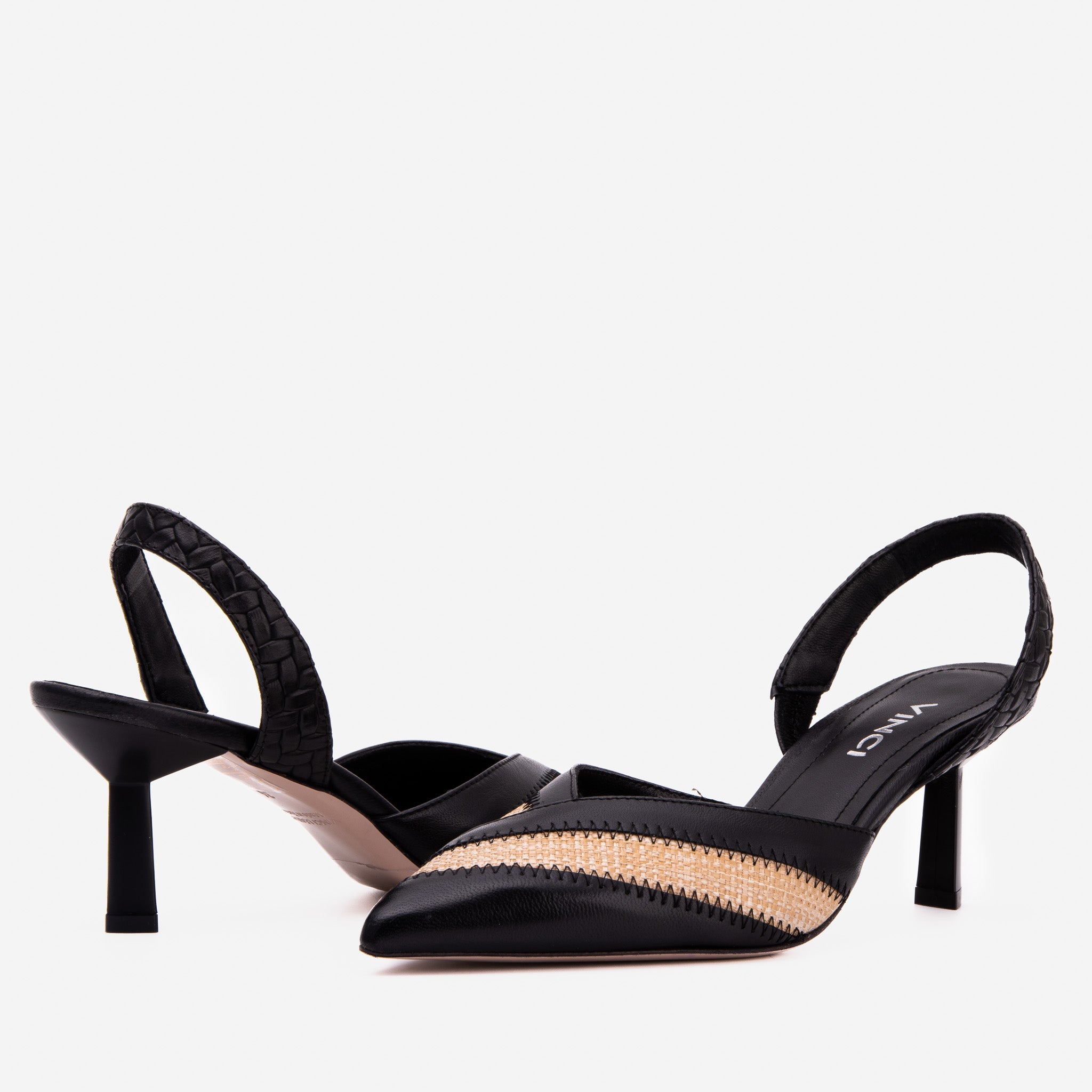 The Riviera Black & Raffia Slingback Women  Sandal