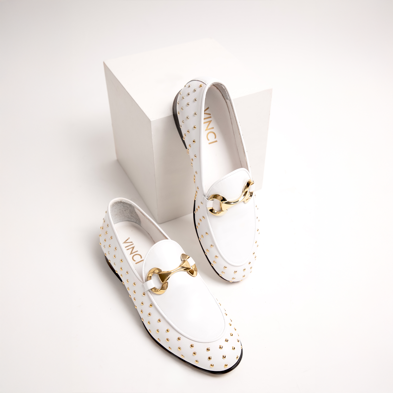 The Jupiter  Shoe White Spike Leather  Bit Dress Loafer Limited Edition Men Shoe