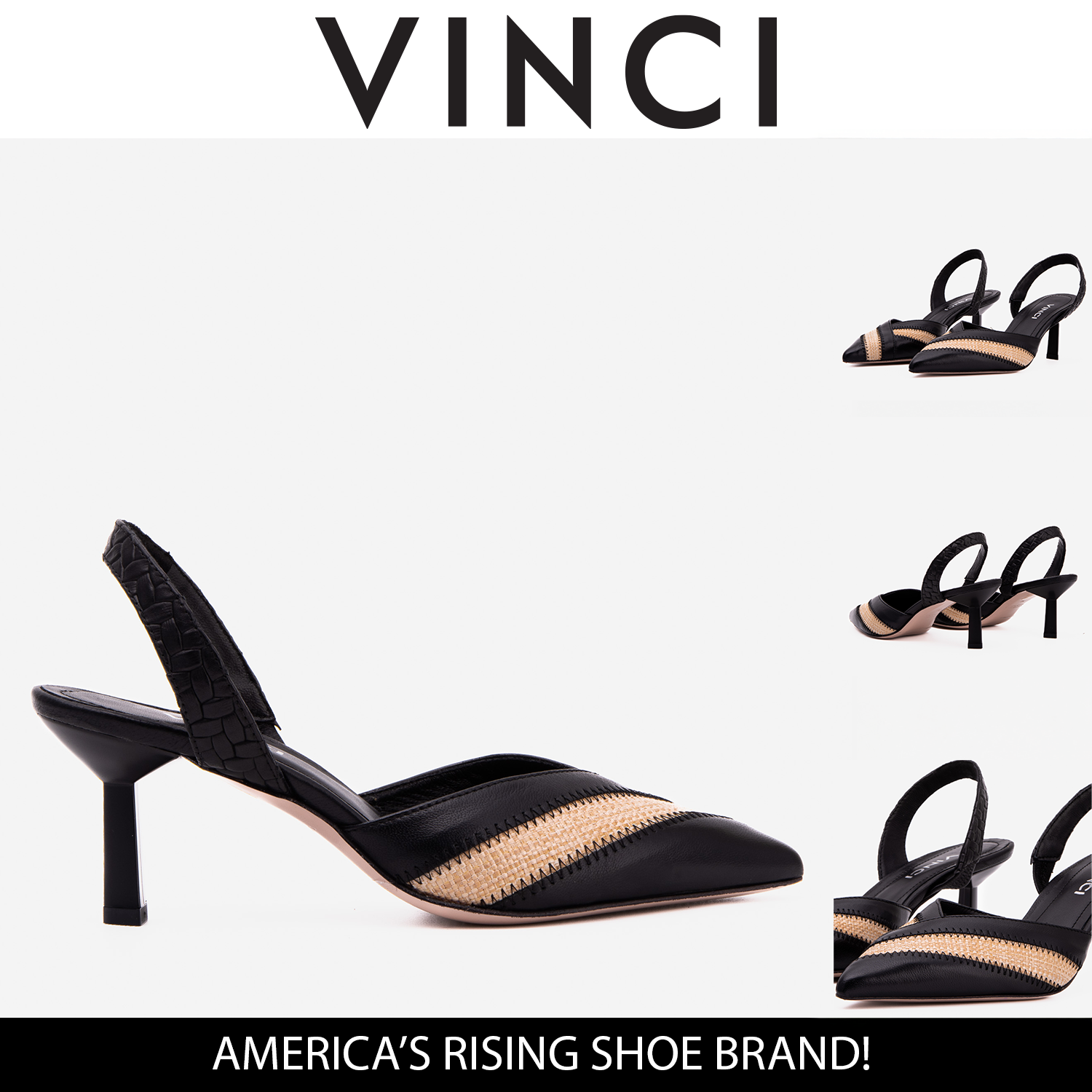 The Riviera Black & Raffia Slingback Women  Sandal