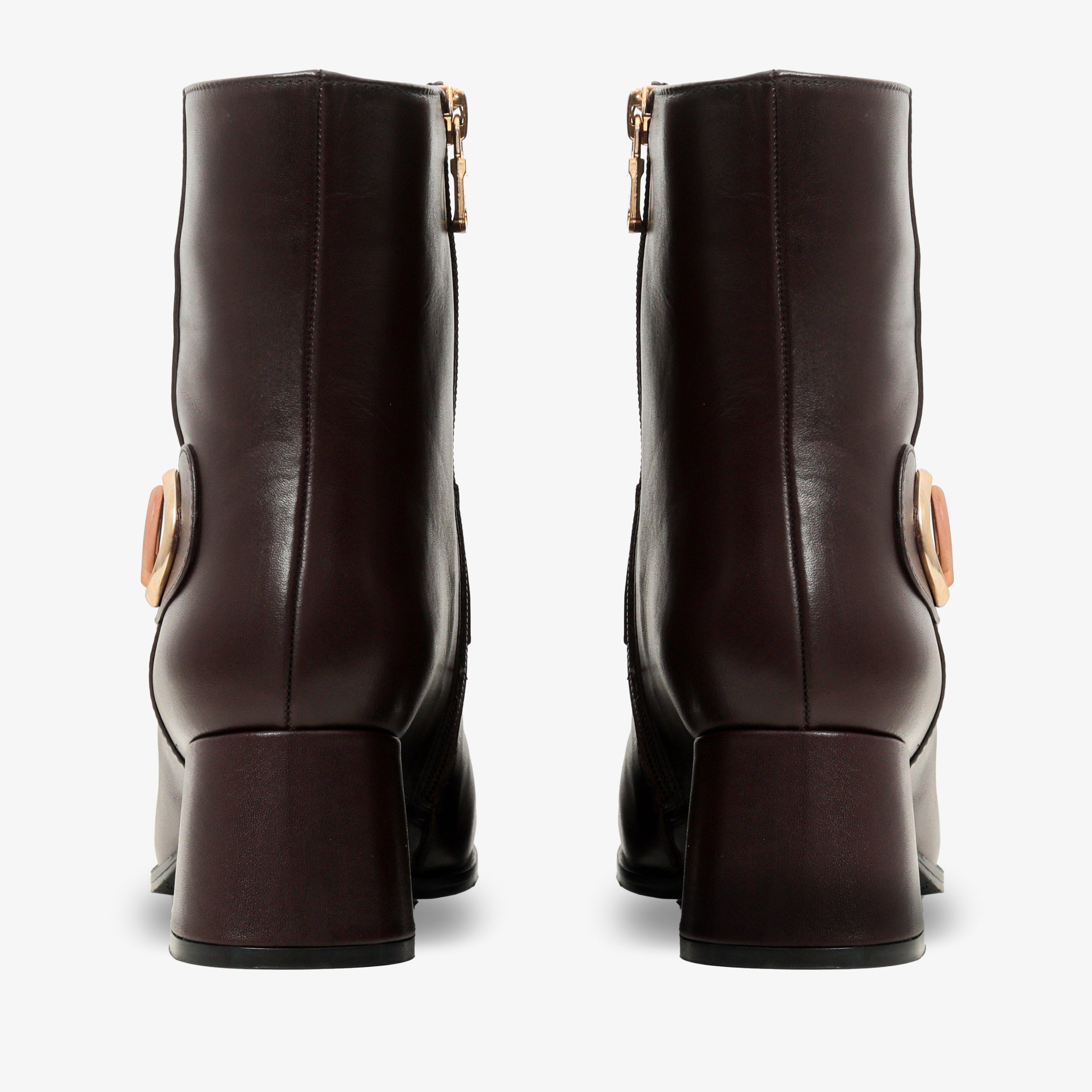 The Windsor Brown Leather Block Heel Women Boot