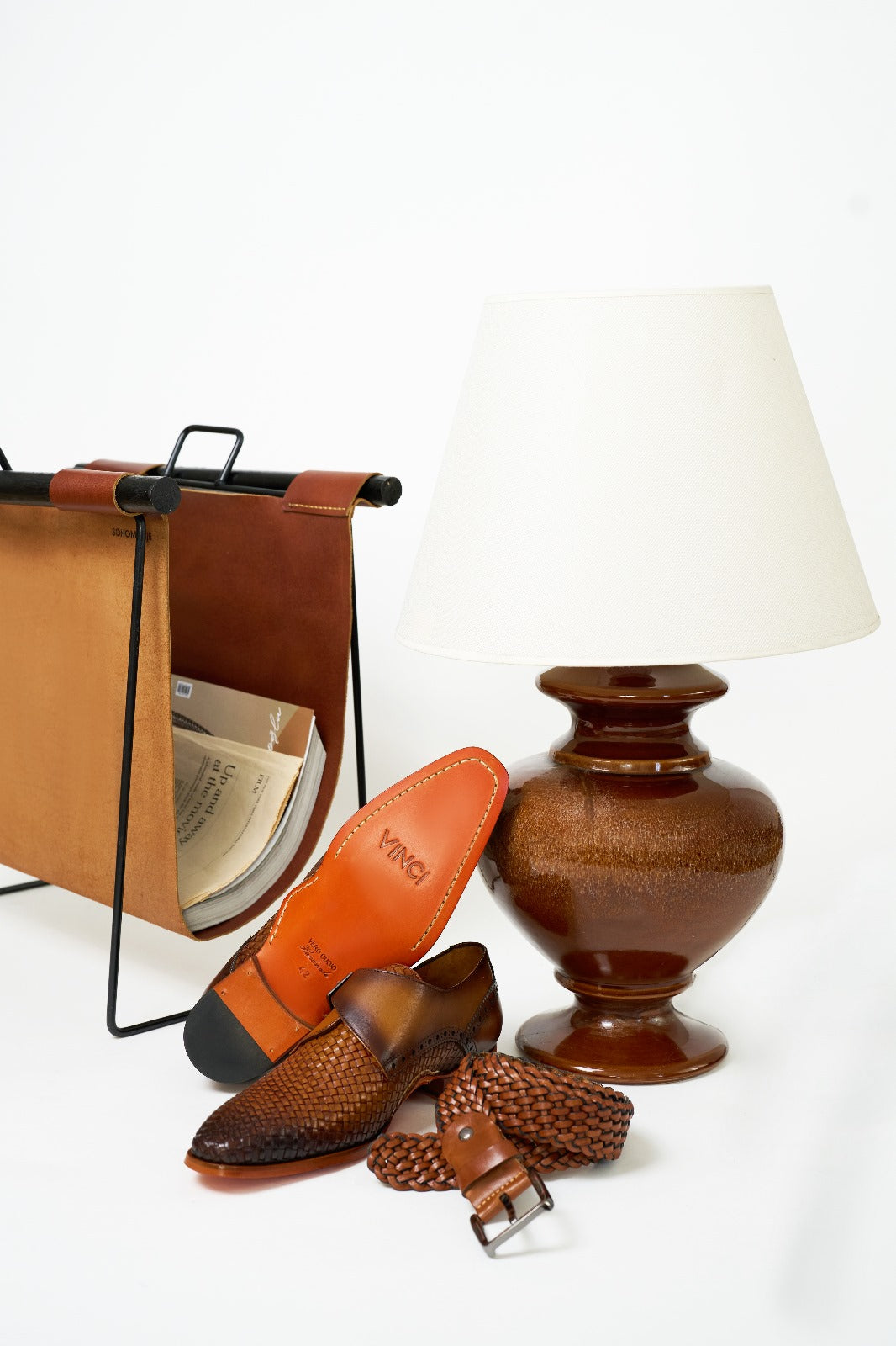 The Rolls  Woven Tan Leather Single Monk Strap  Handmade Men Shoe