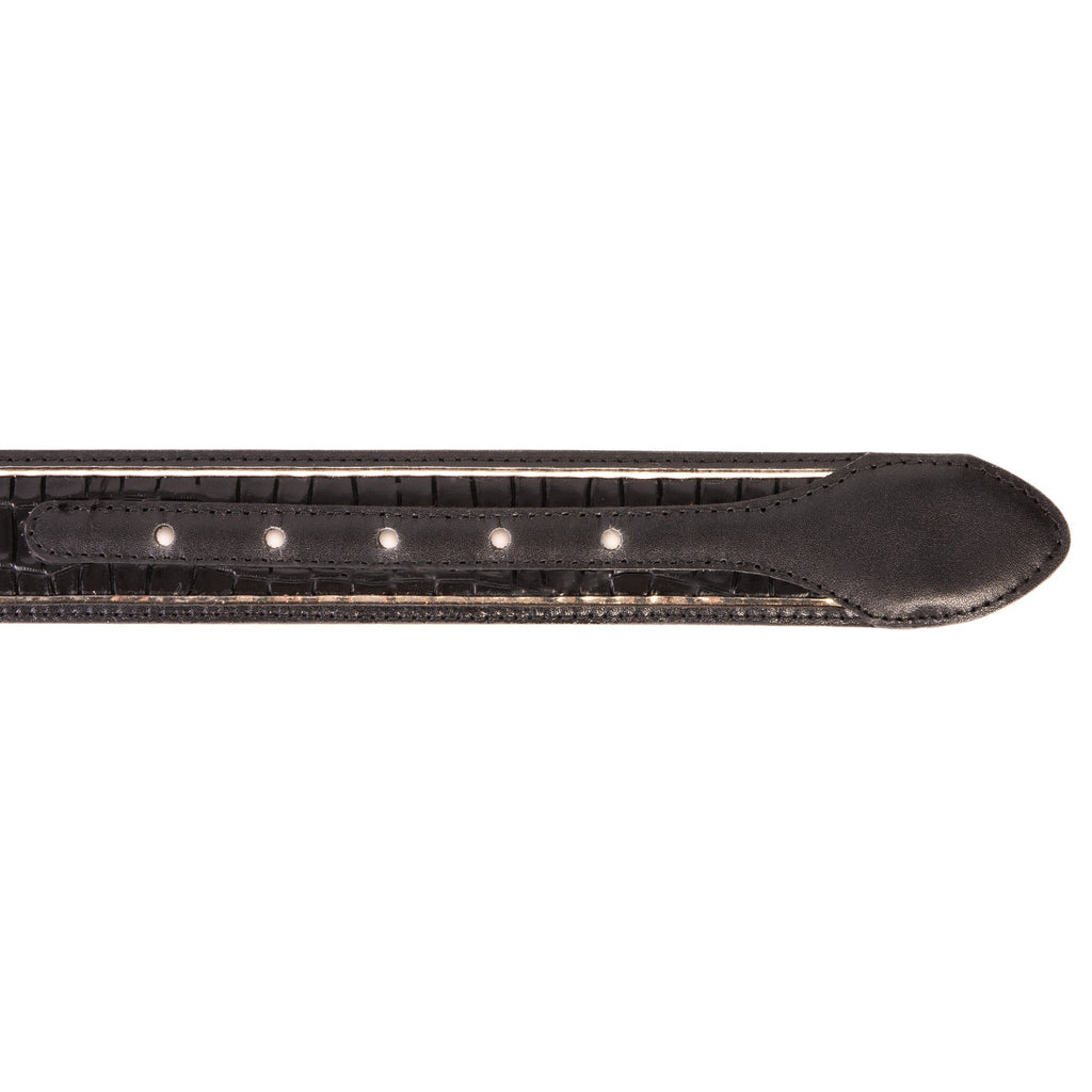 The Bellagio Black & Gold Leather Belt