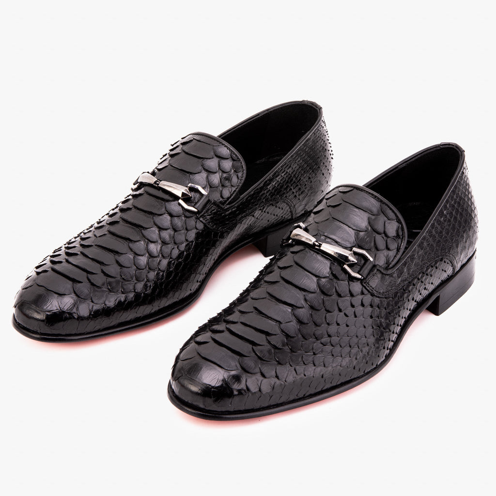 The Viper Black Python Skin Leather Bit Loafer Men Shoe