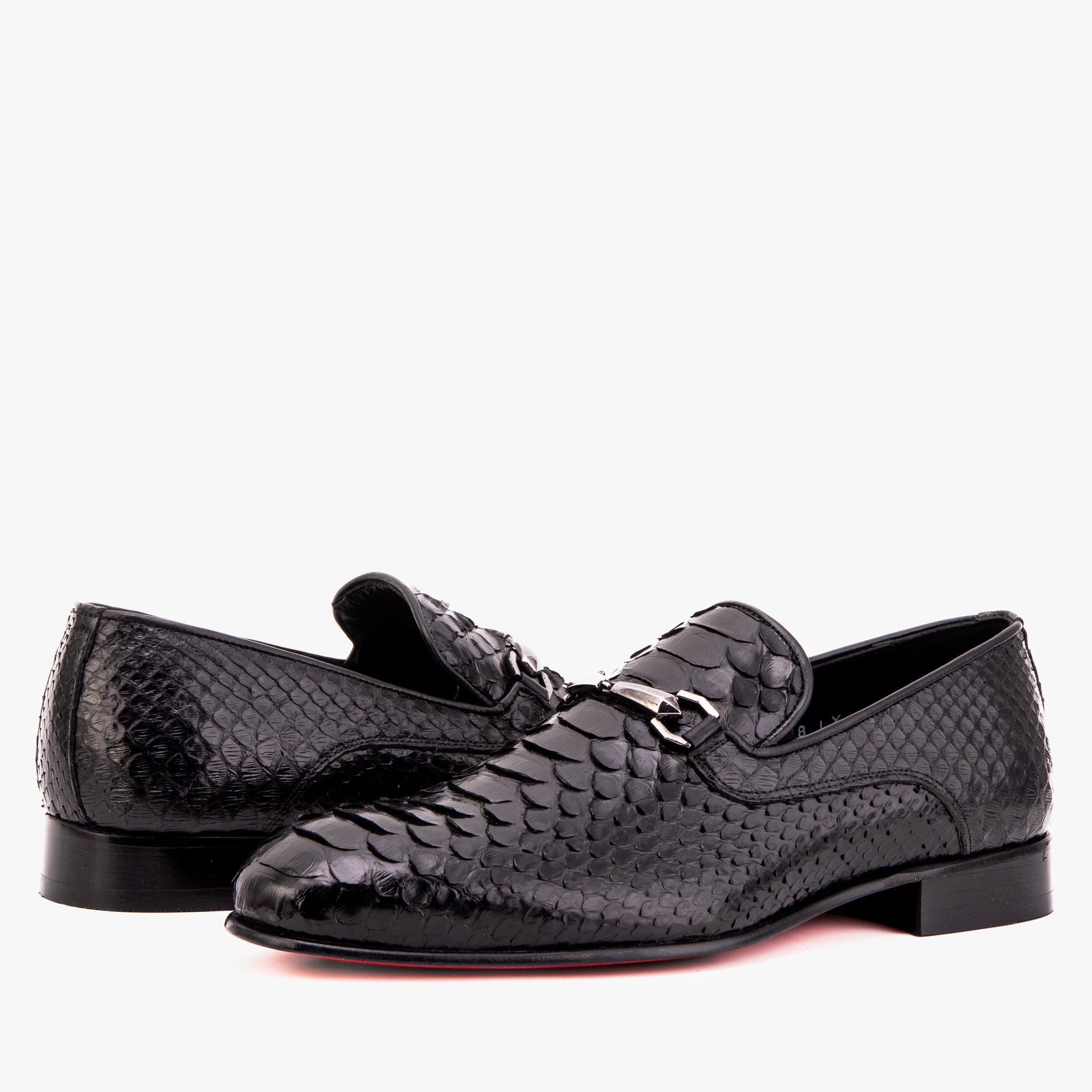 The Viper Black Python Skin Leather Bit Loafer Men Shoe