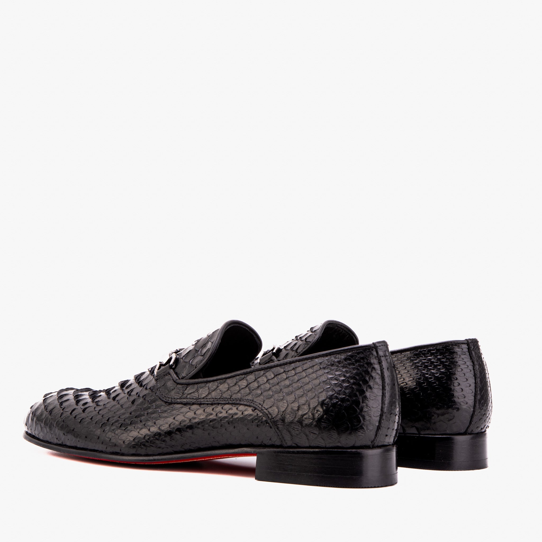The Viper Black Python Skin Leather Bit Loafer Men Shoe