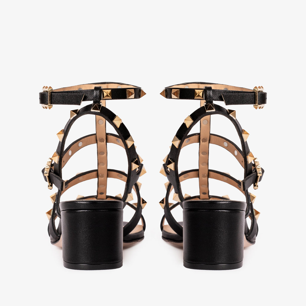 The Nejapa Black Multi Strap Leather Women Sandal