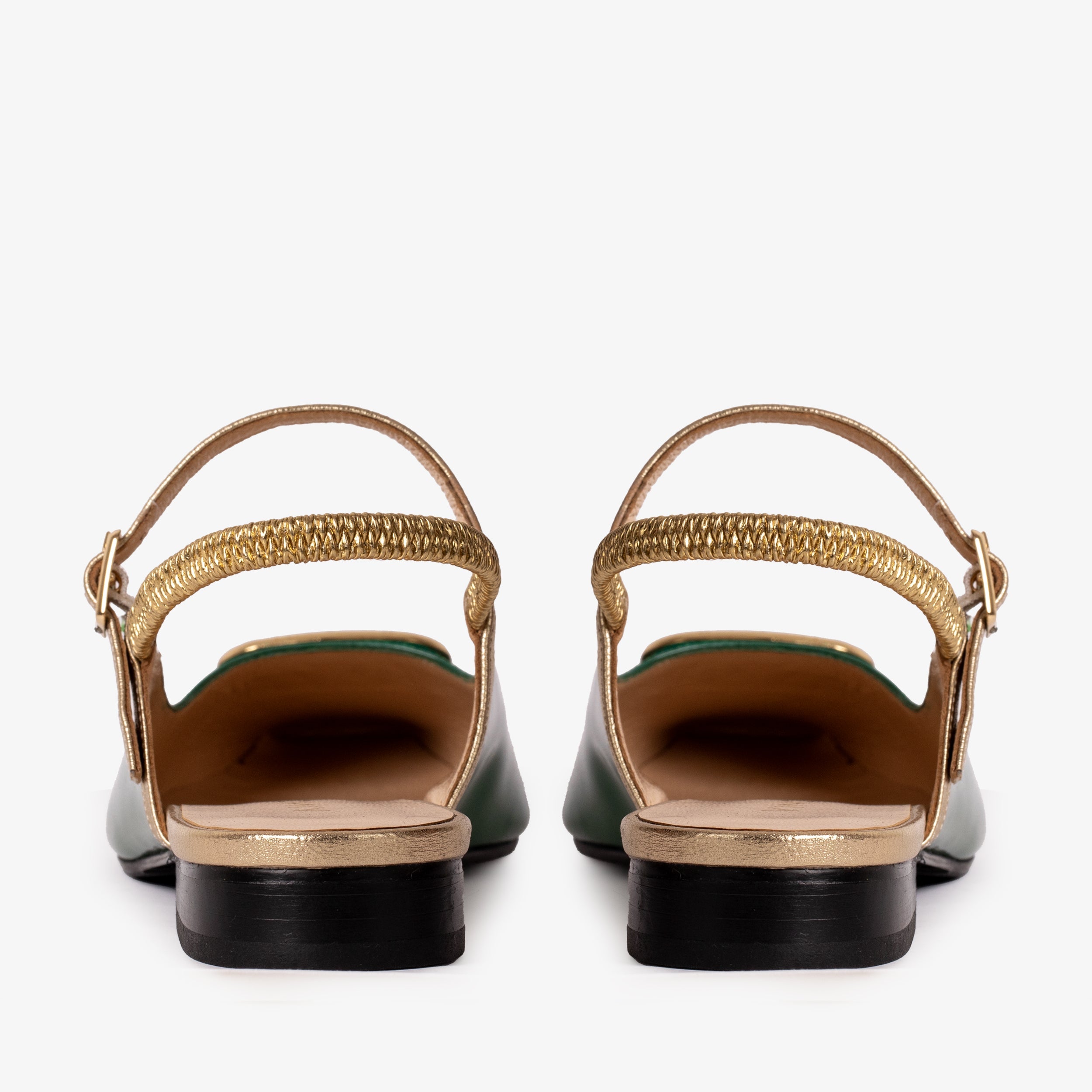 The Rosalinda Green Patent Leather Women Flat Slingback Shoe