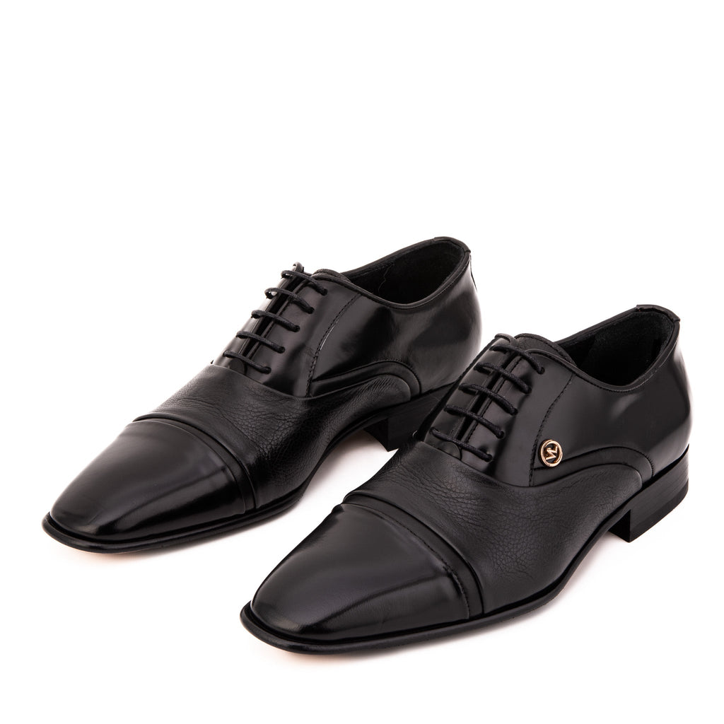 The Rockwell Handmade Black Leather Cap Toe Men Oxford Shoe