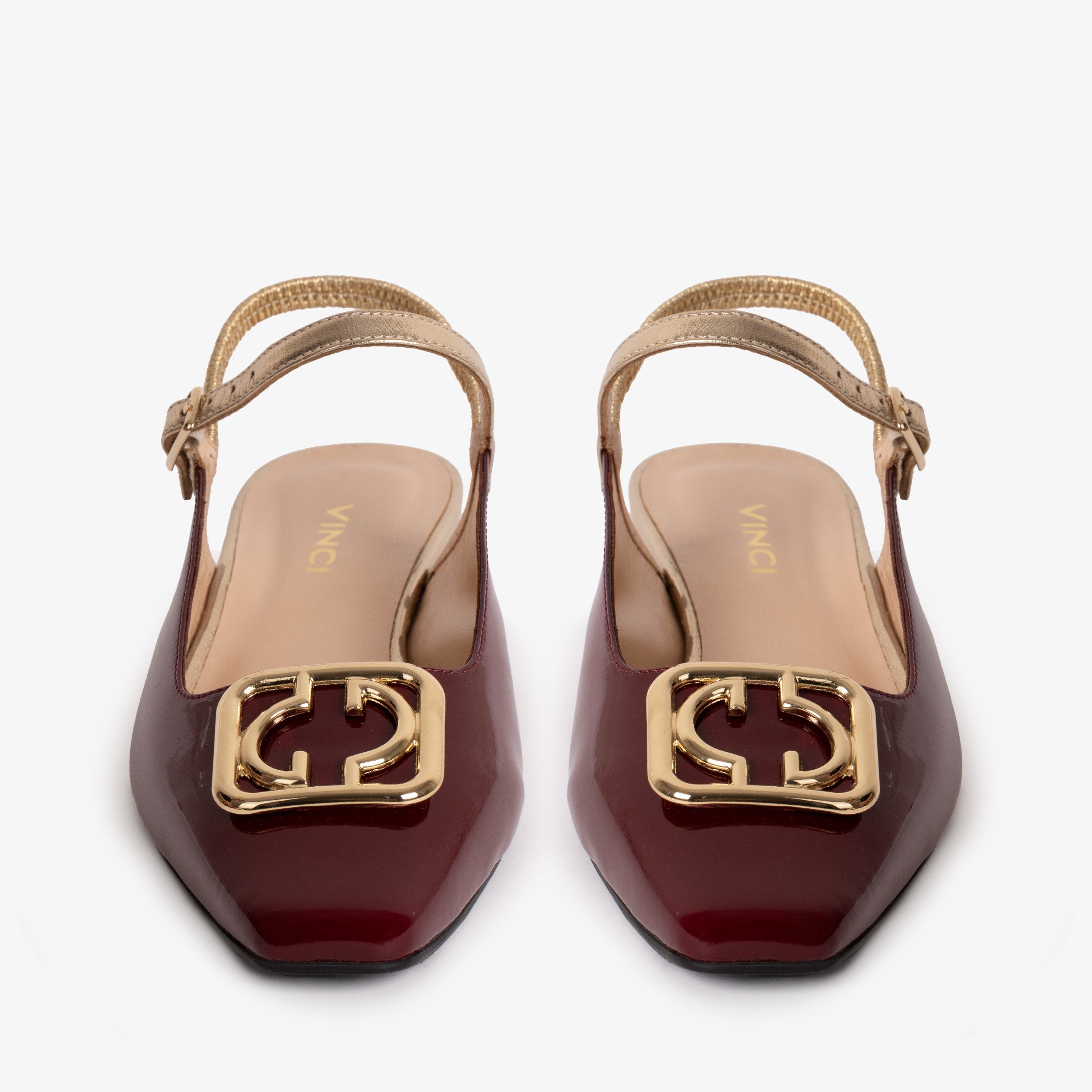 The Rosalinda Burgundy Patent Leather Women Flat Slingback Shoe