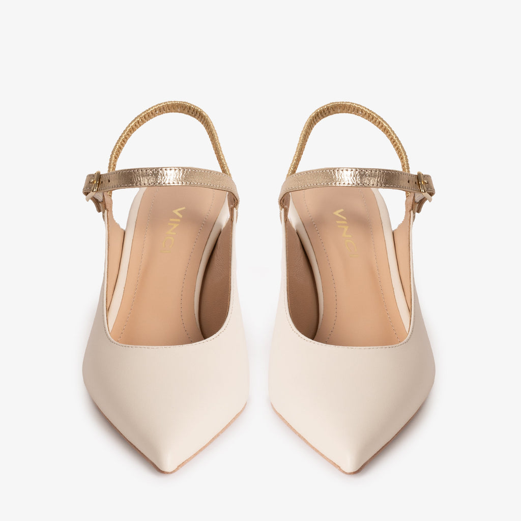 The Pompei Cream Leather Slingback Women Sandal