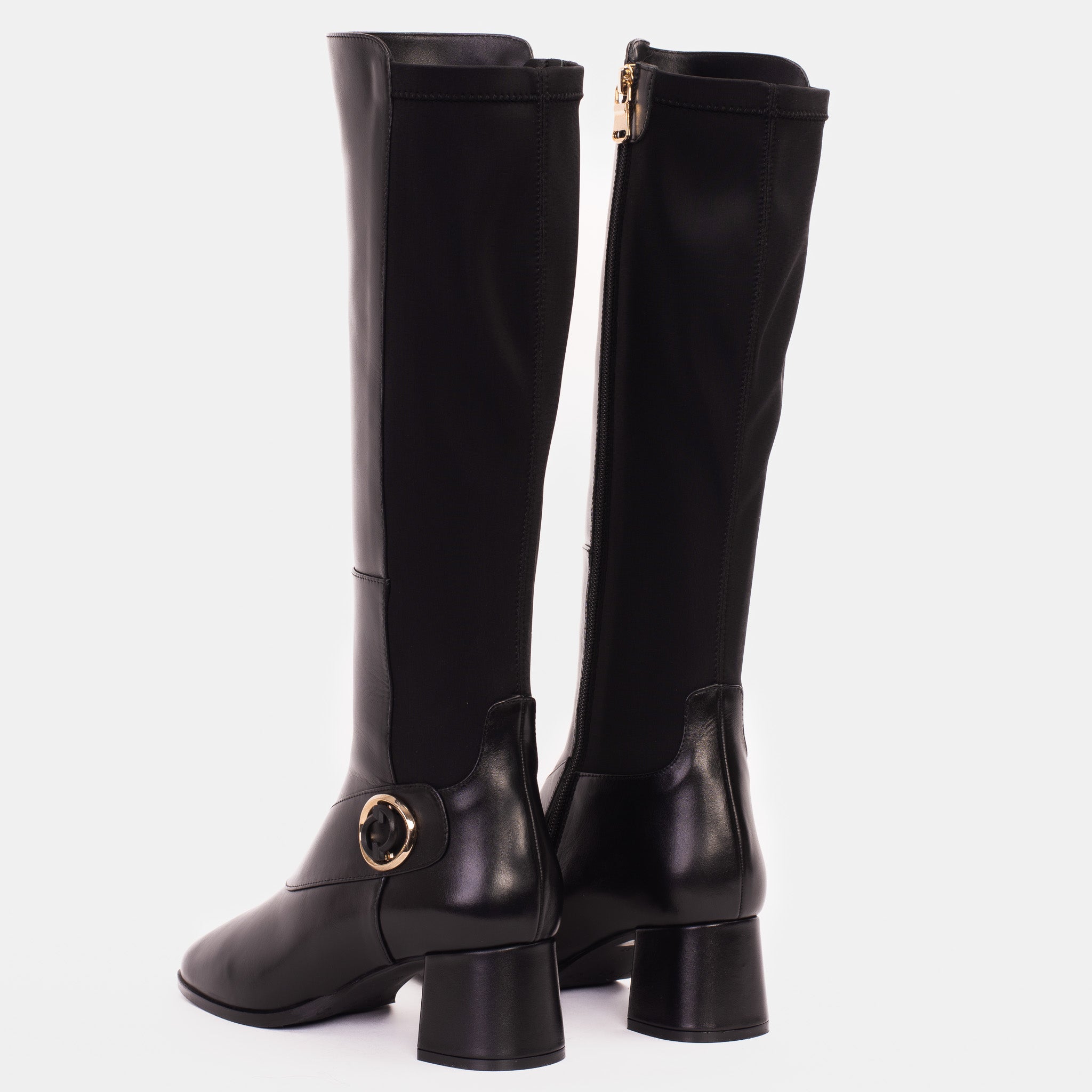 The Windsor Black Leather Knee High Women Boot
