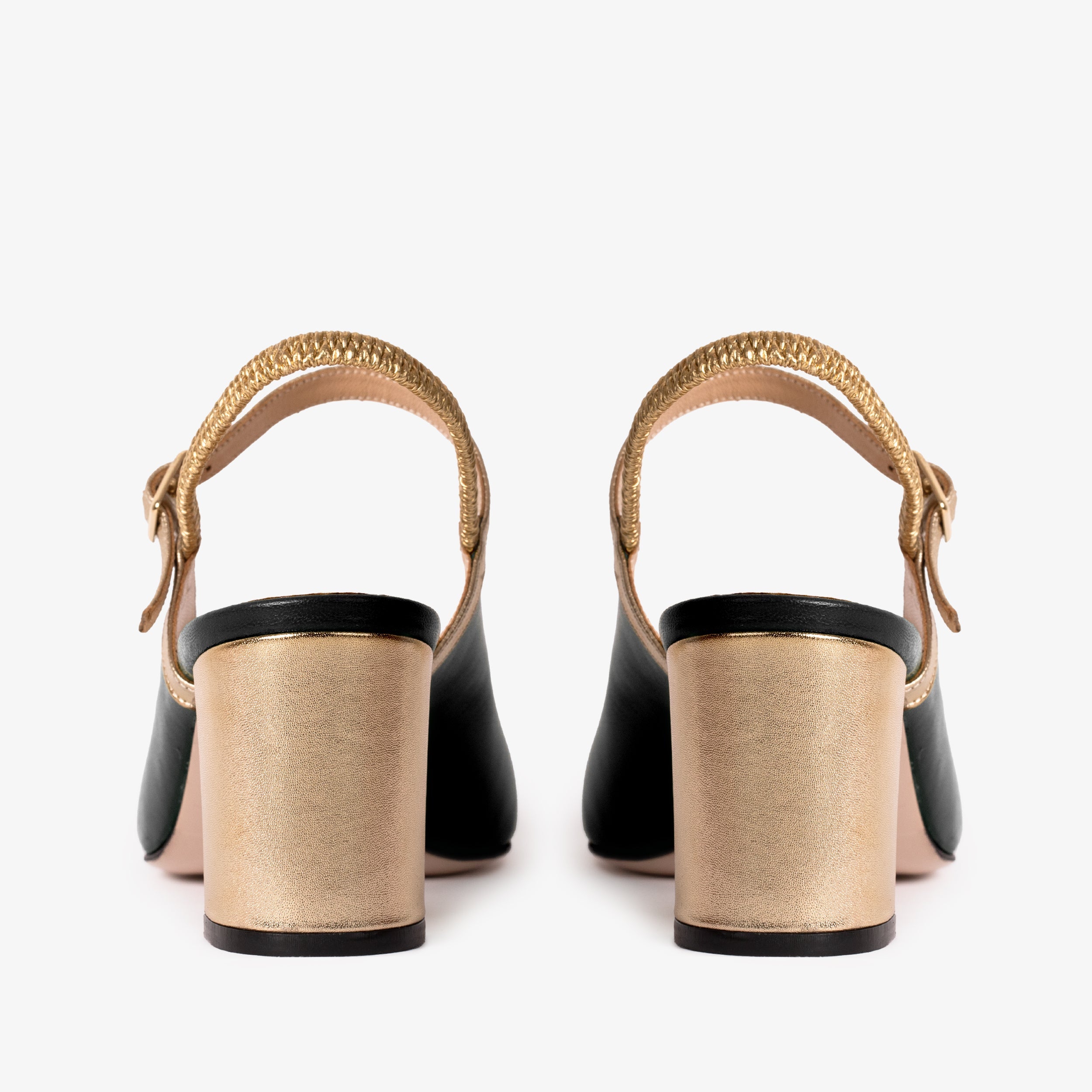 The Pompei Black Leather Slingback Women Sandal