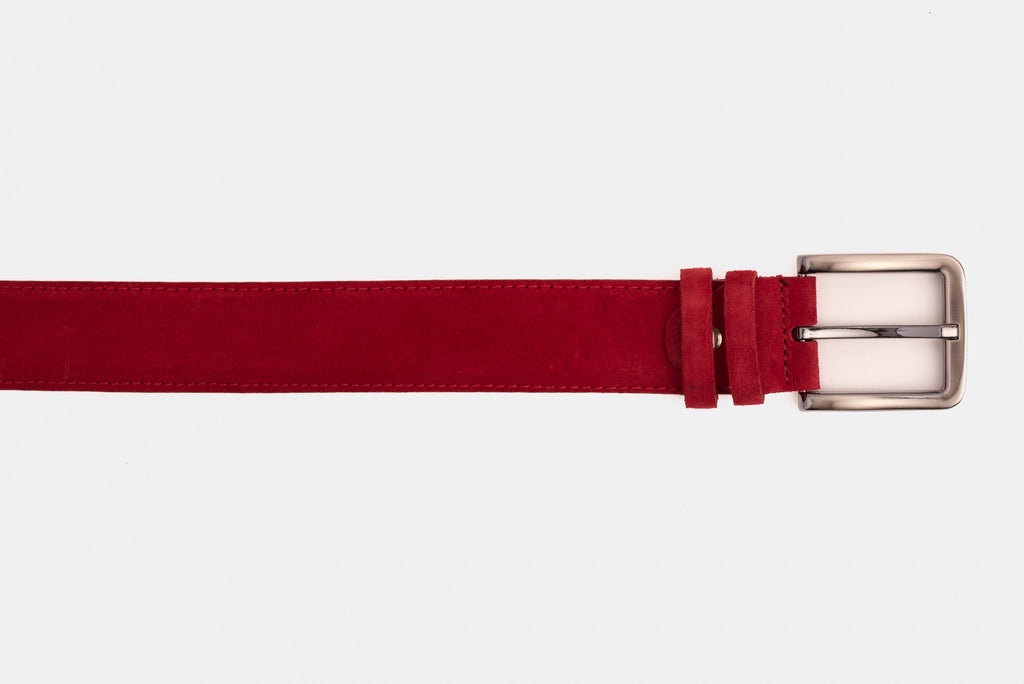 The Bari Red Suede Leather Belt