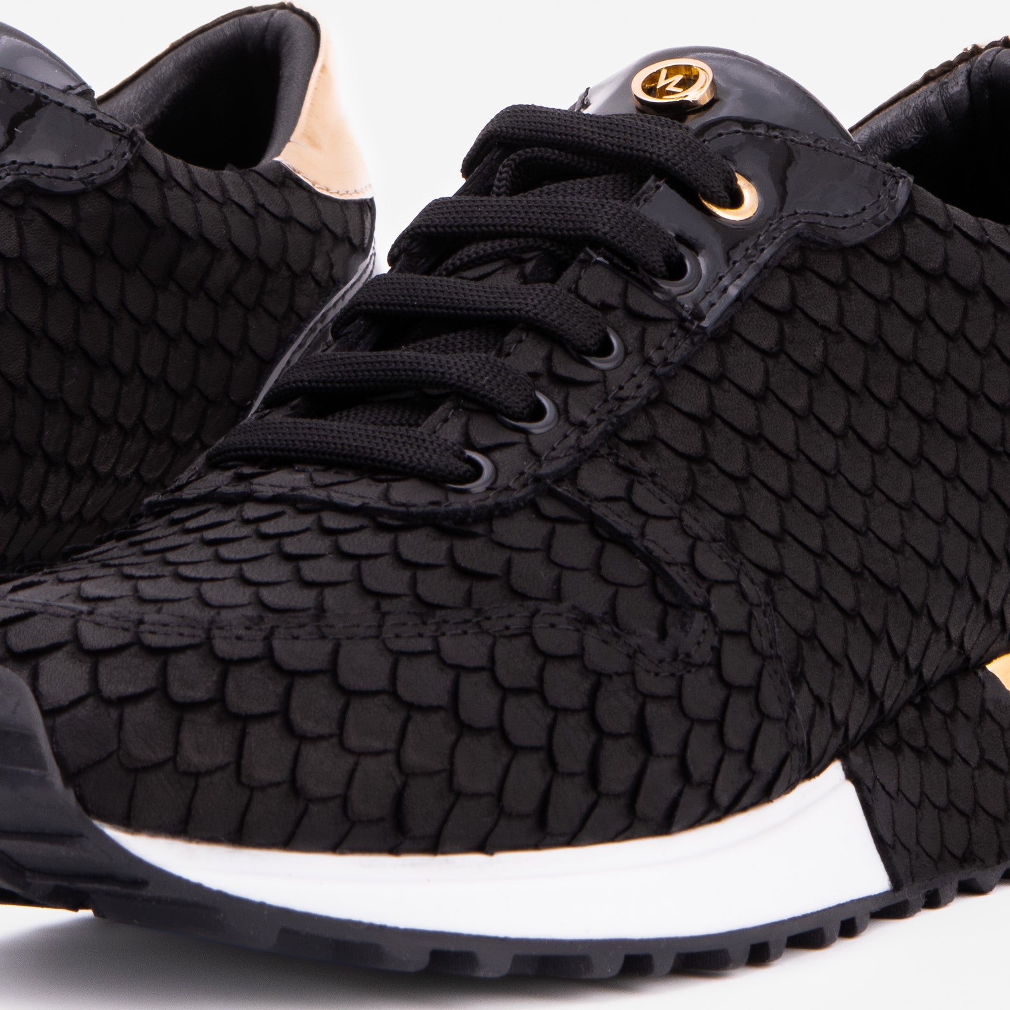 The Scarlet Black Leather Women Sneaker