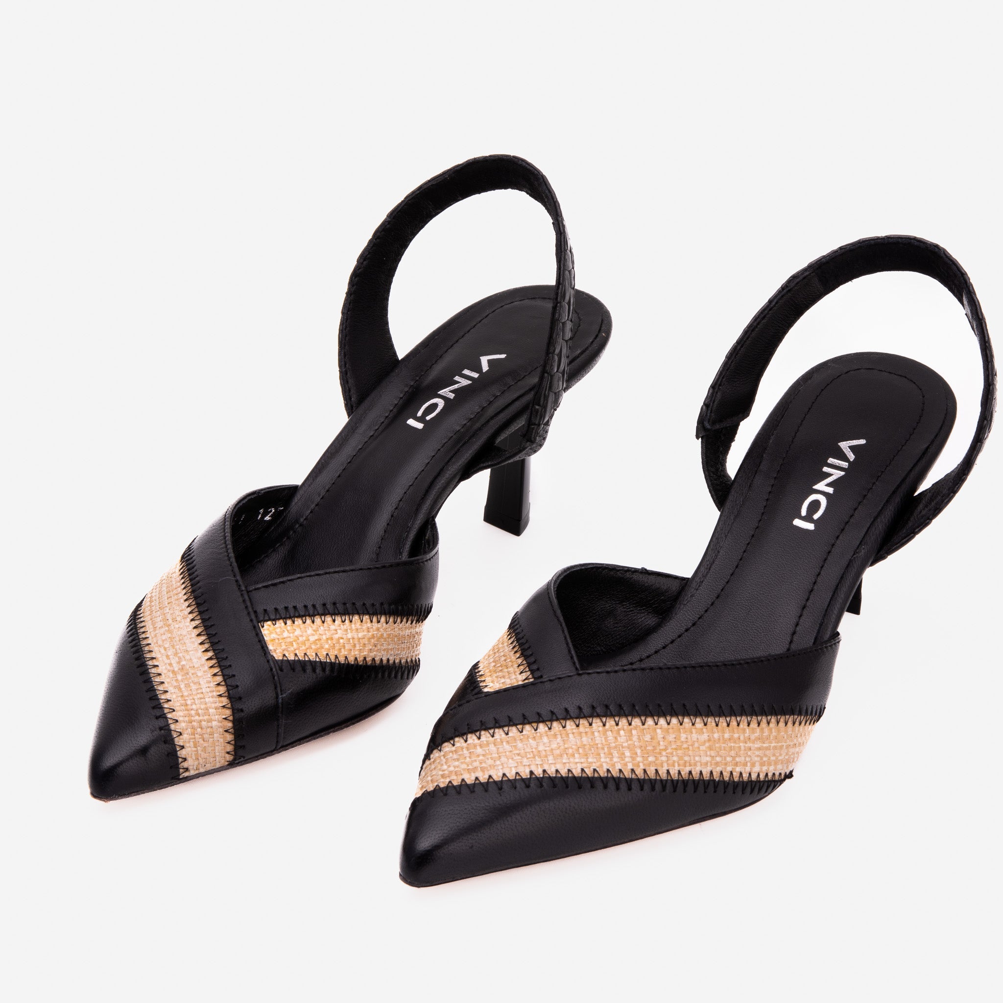 The Riviera Black & Raffia Slingback Women  Sandal