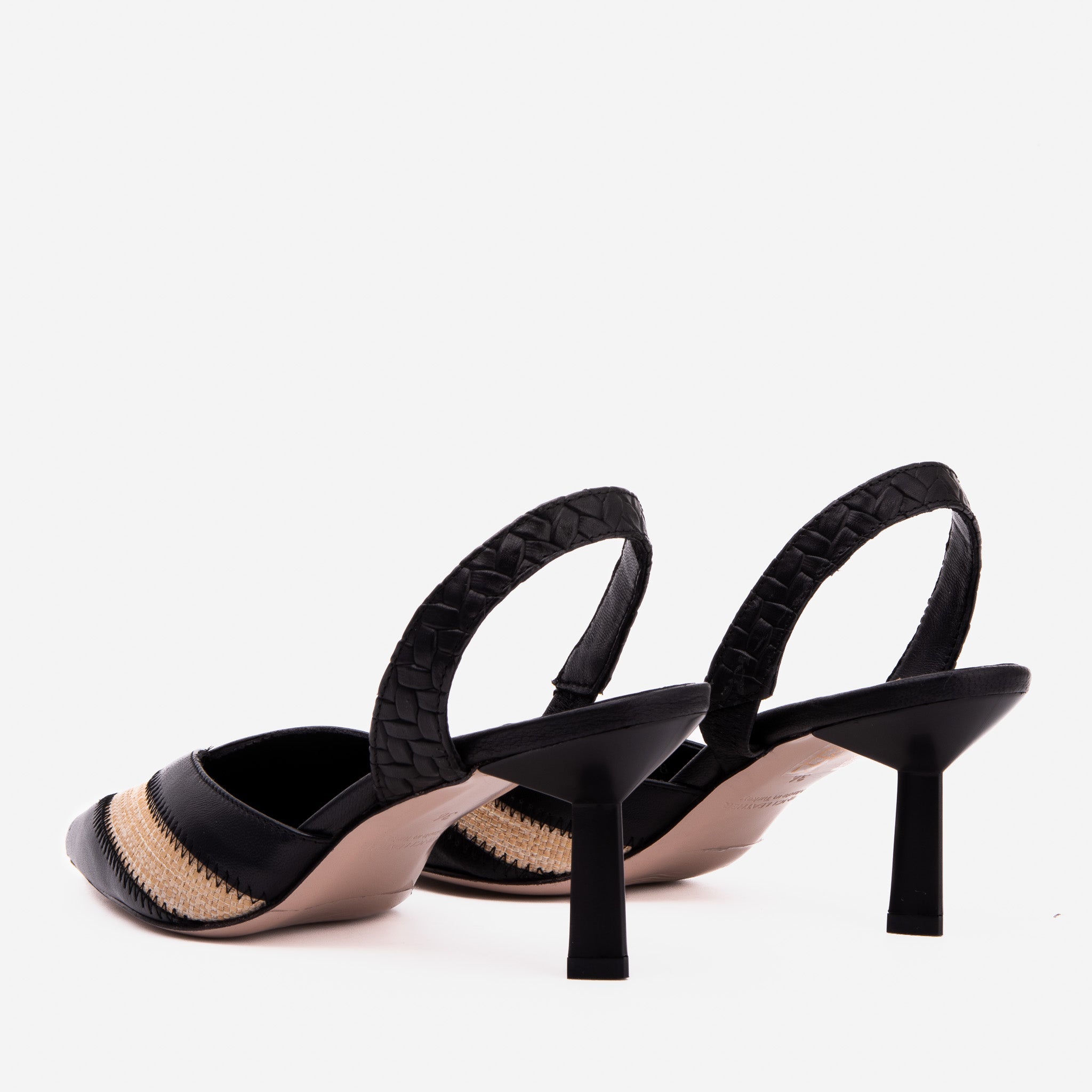 The Riviera Black & Raffia Slingback Women  Sandal