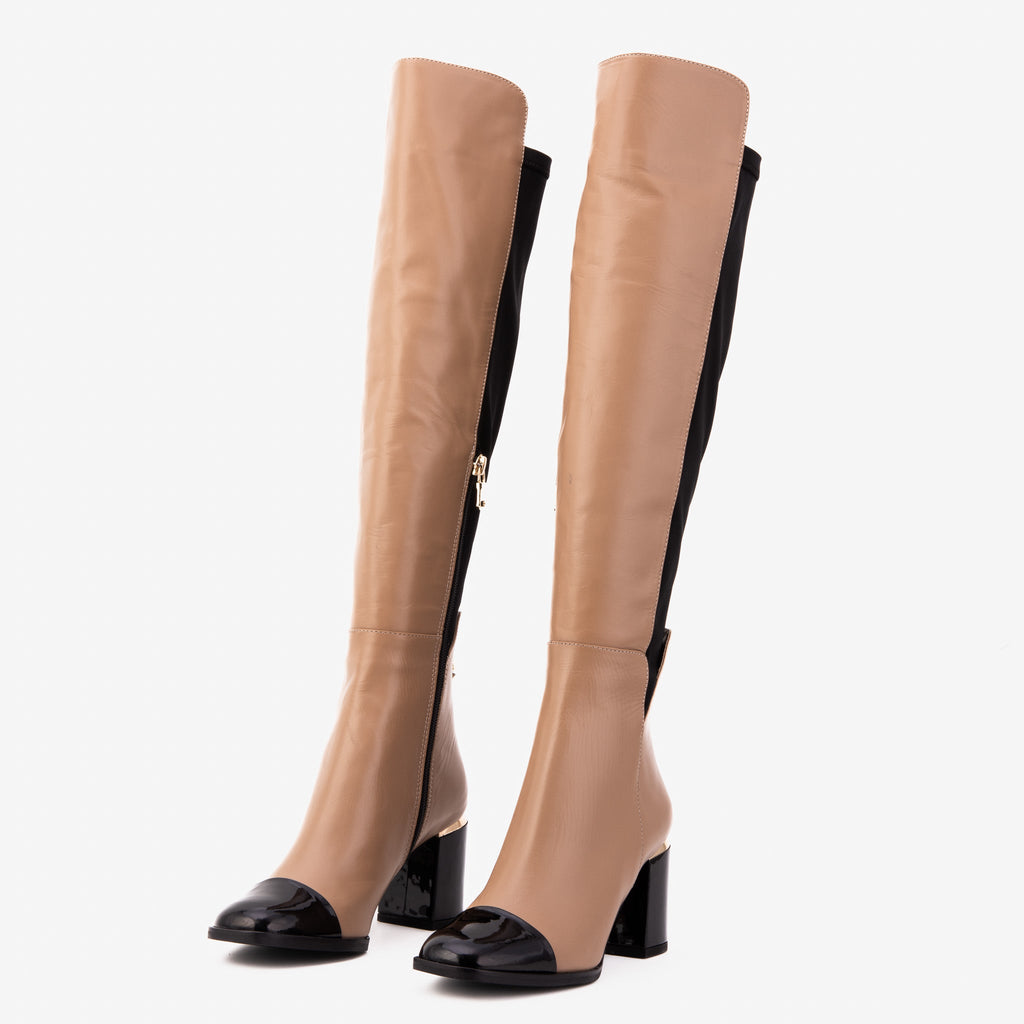 The Verona Cream Leather Knee High Women Boot
