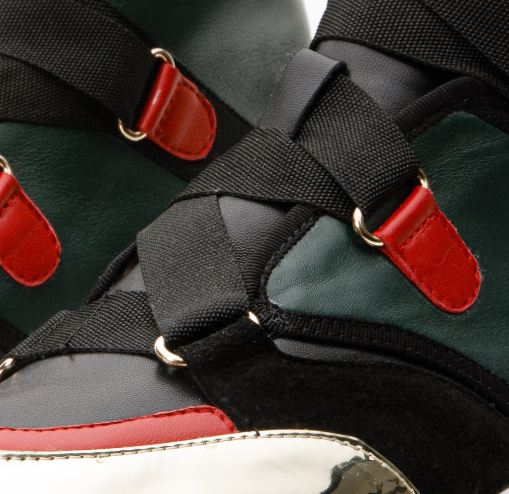 The Ottoman Green & Gold Leather Ankle Women Boot Final Sale!