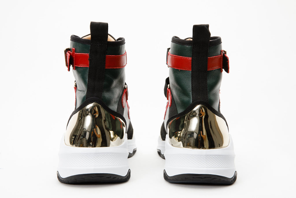 The Ottoman Green & Gold Leather Ankle Women Boot Final Sale!