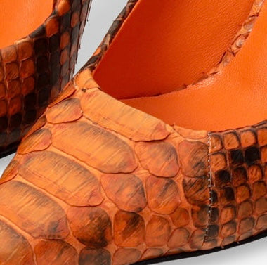 The Queenn Orange Pythn Leather Pump Women Shoe