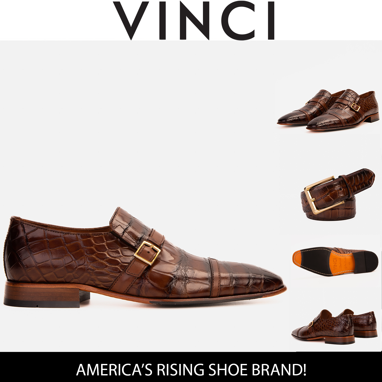 The Strat Single Monk Strap Cap Toe Brown Leather Handmade Men Shoe