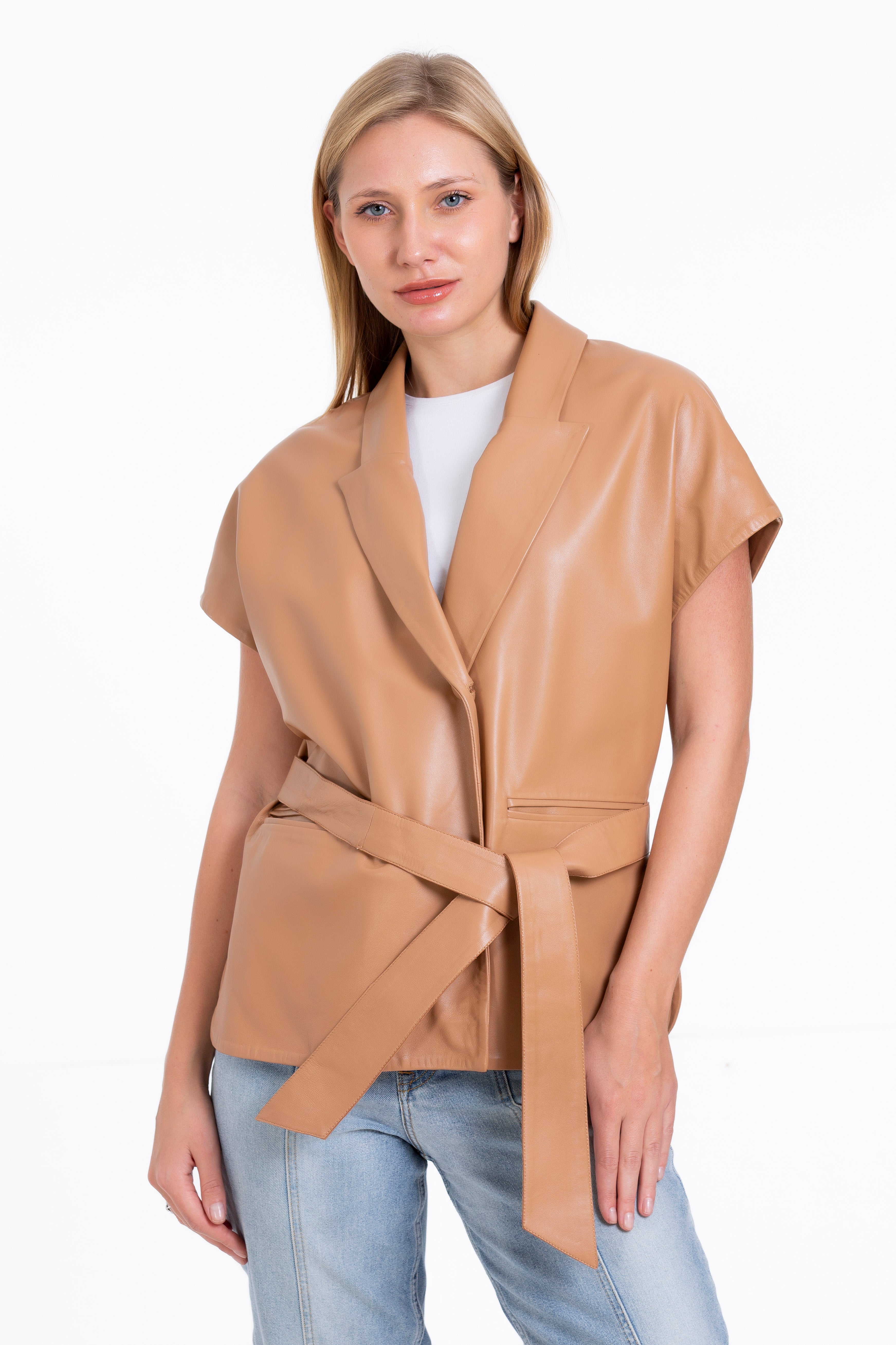 The Smithfield Leather Cookie Wraparound Vest Women Jacket