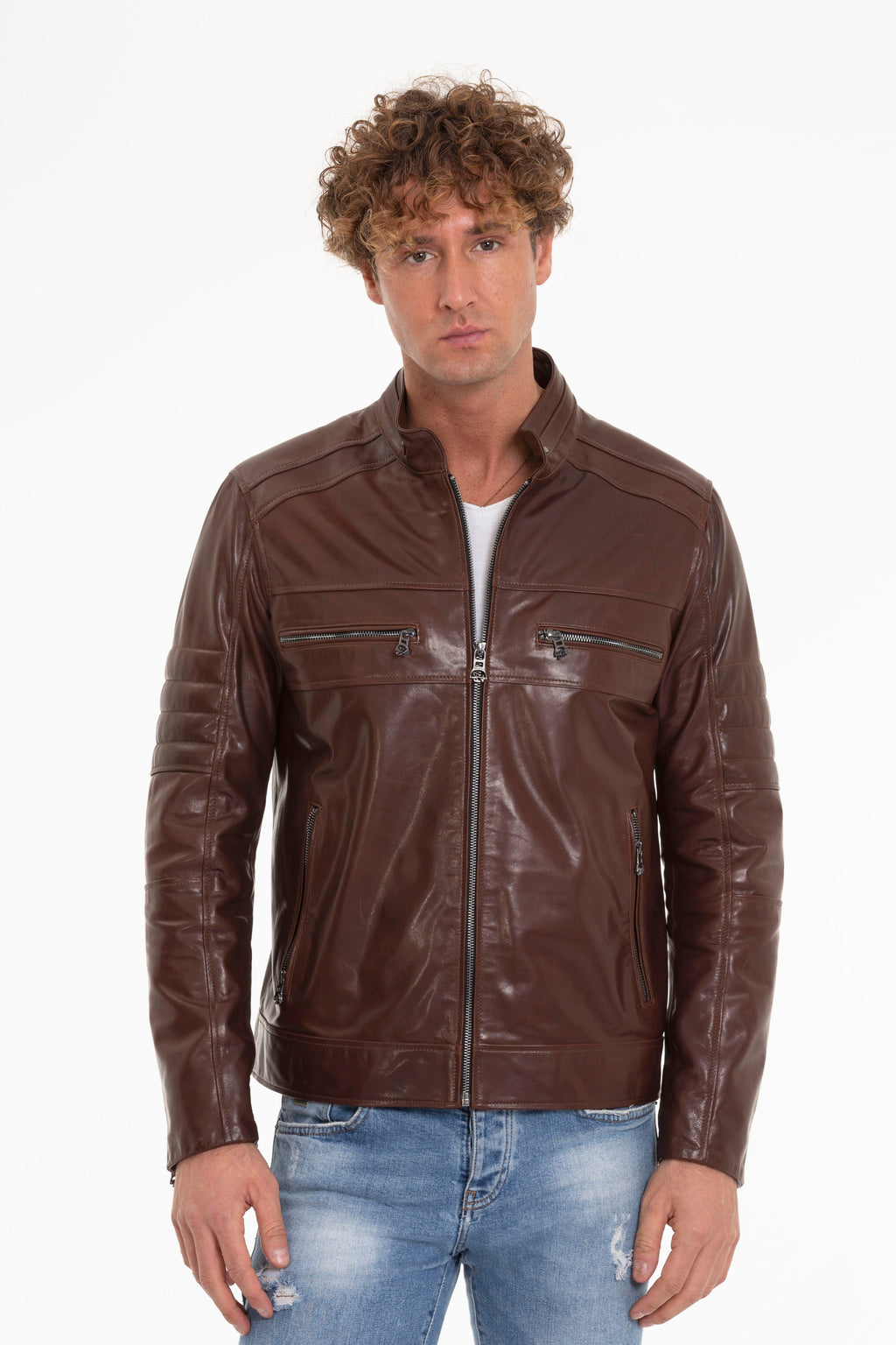 The Rios Tan Men Leather Men Jacket