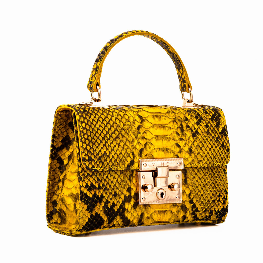 The Queen Yellow Pythn Leather Handbag