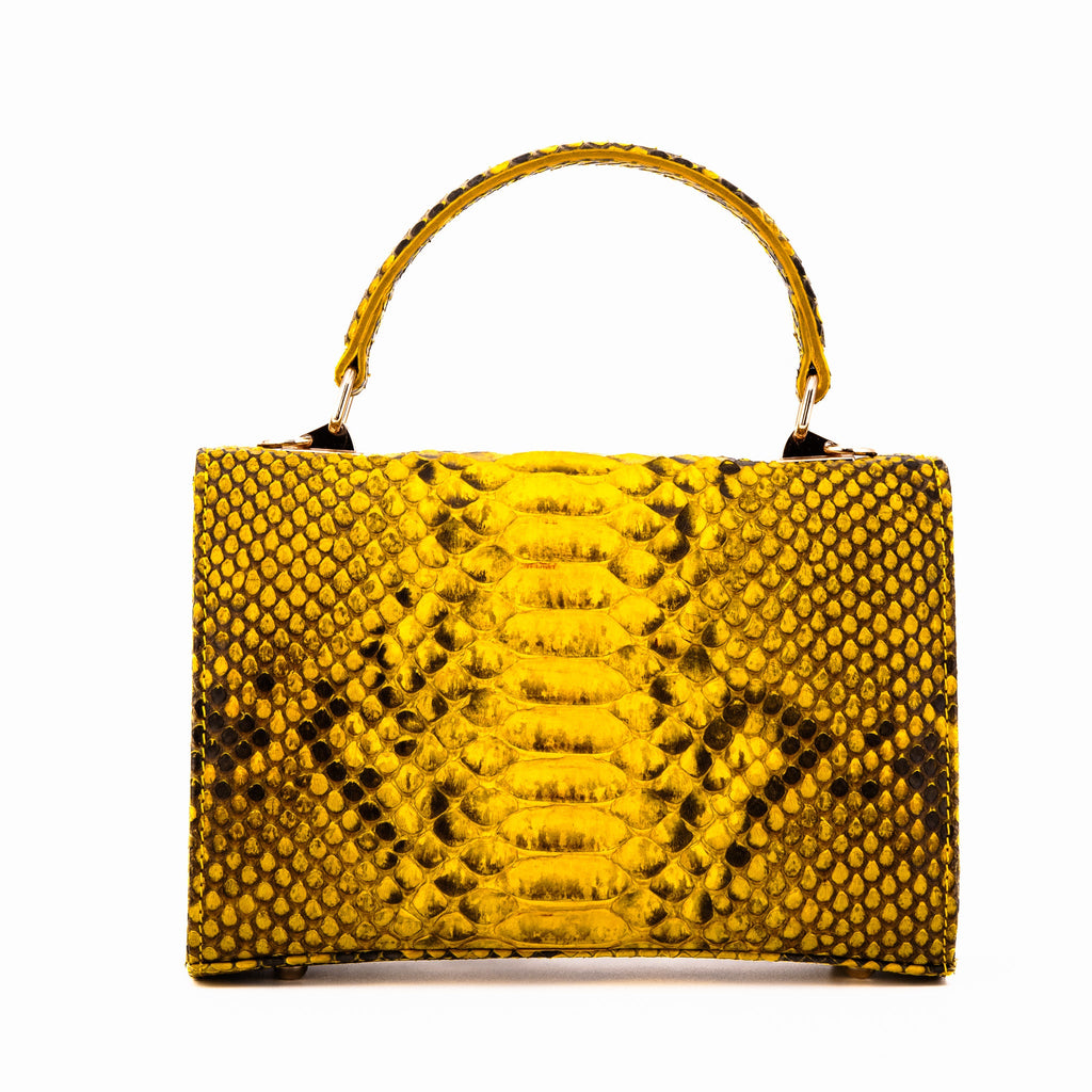 The Queen Yellow Pythn Leather Handbag