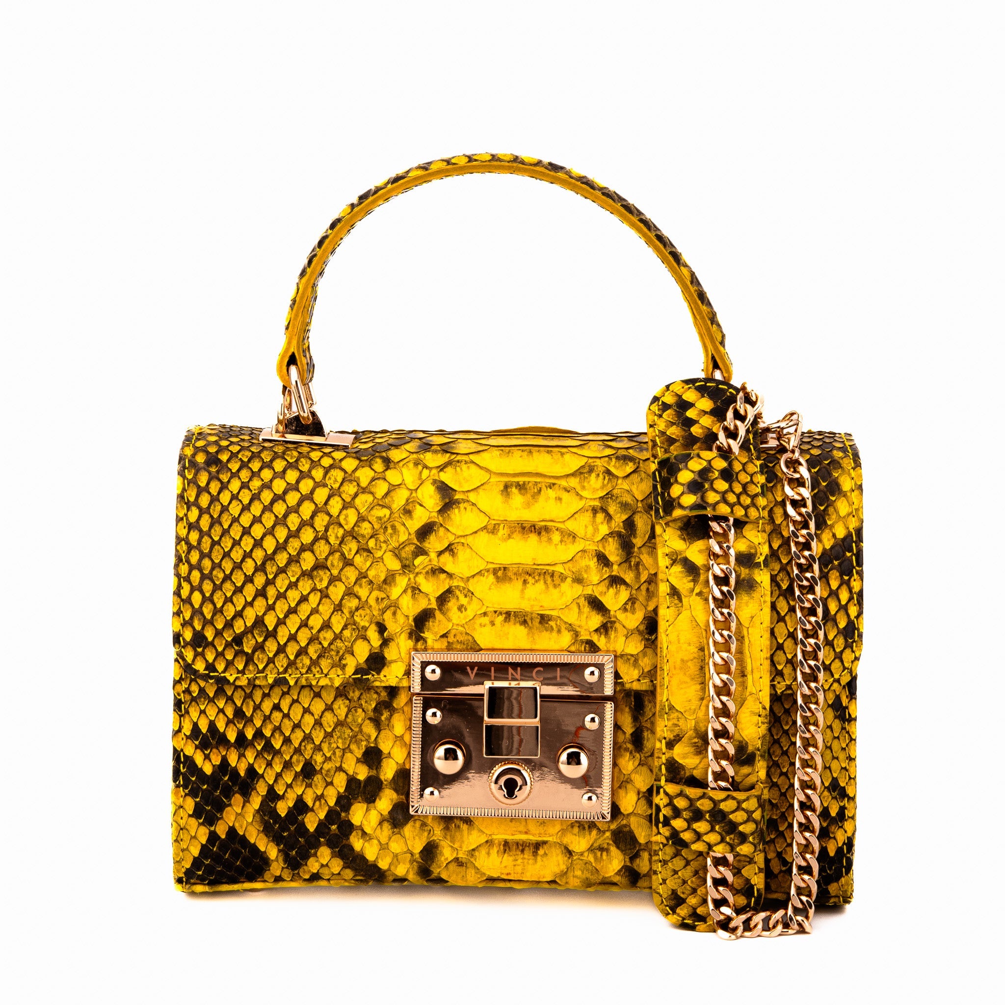 The Queen Yellow Pythn Leather Handbag