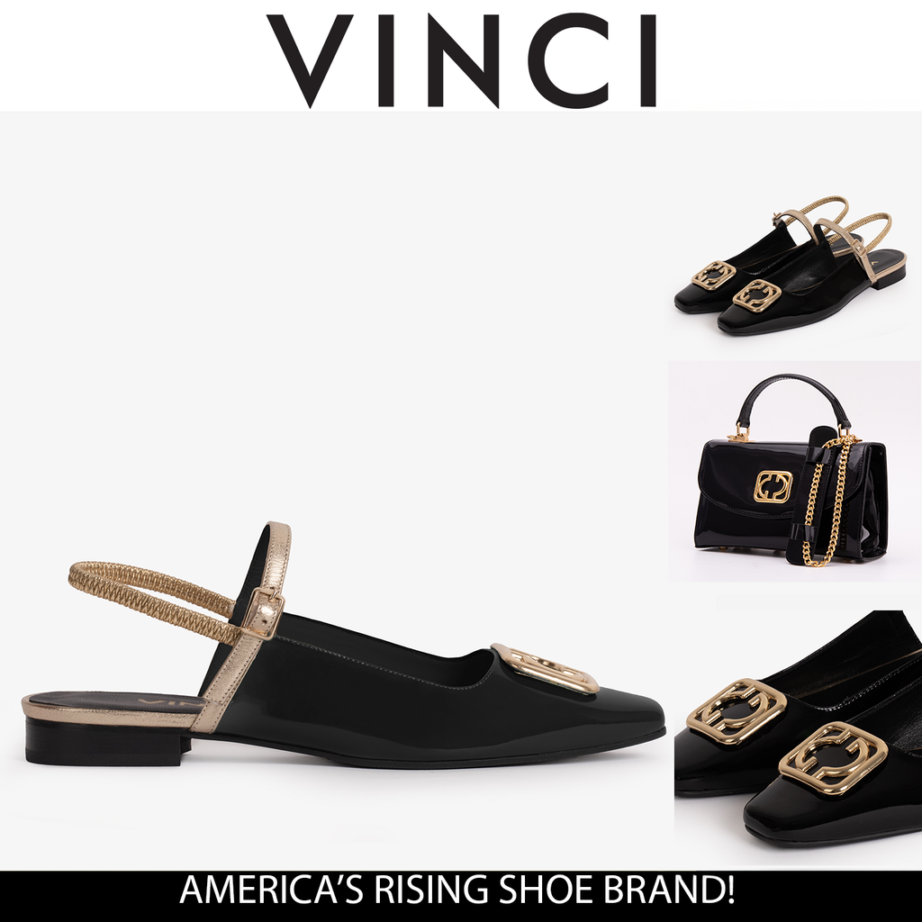 The Rosalinda Black Leather Women Flat Slingback Shoe