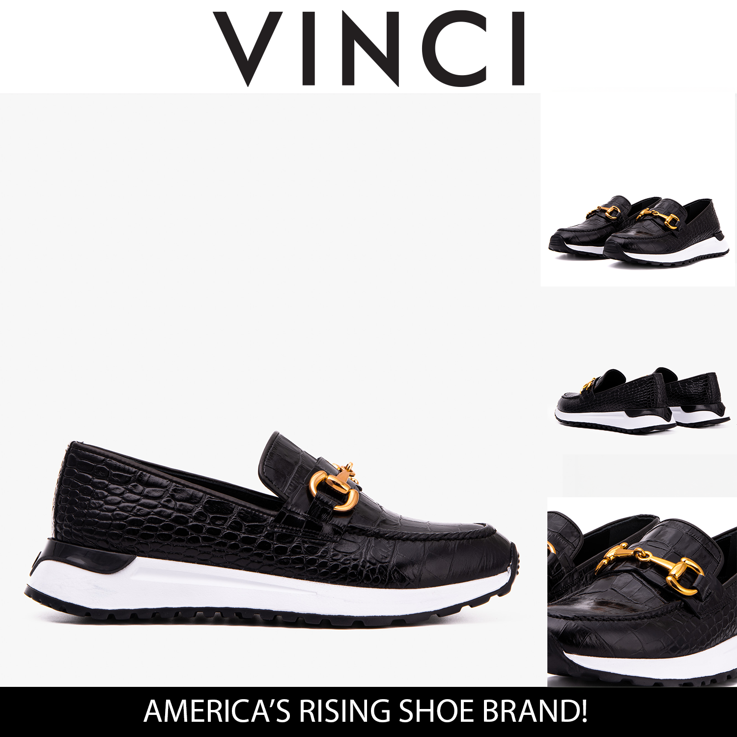The Milan Black  Croc-Embossed Leather Women Sneaker
