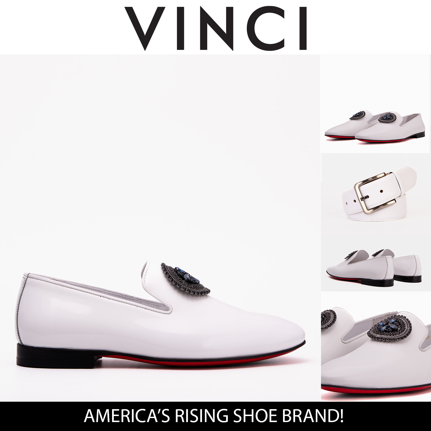The Pombe White Patent Leather Dress Slip-on Loafer Men Shoe