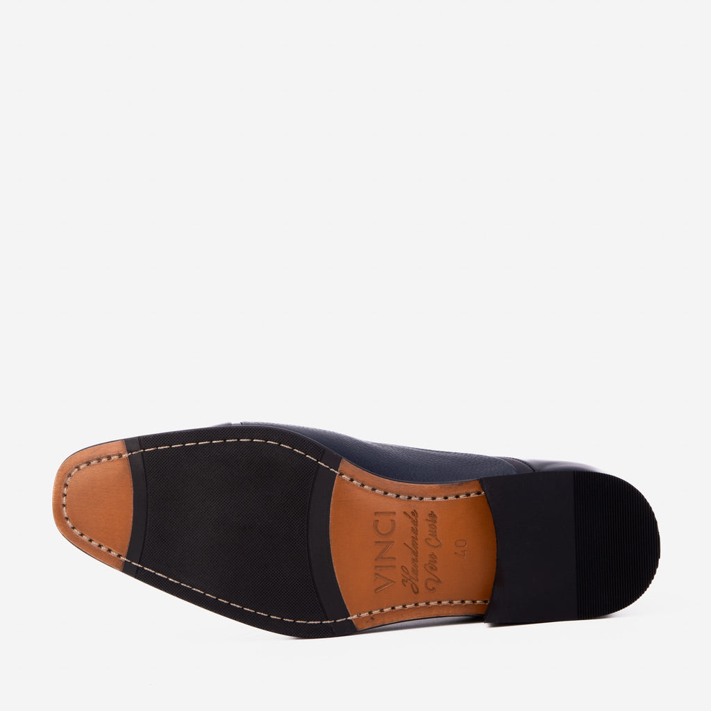 The Rockwell Handmade Navy Blue Leather Cap Toe Men Oxford Shoe