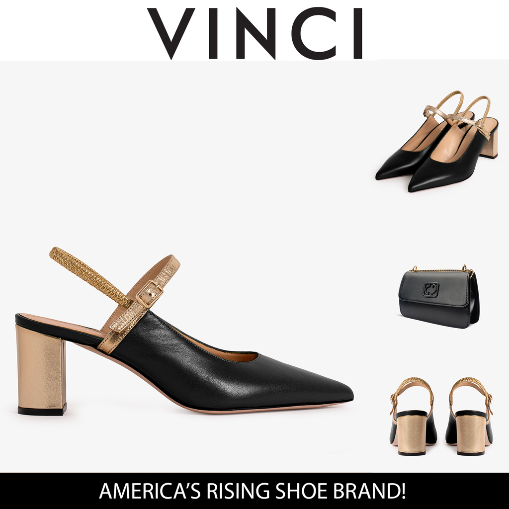 The Pompei Black Leather Slingback Women Sandal