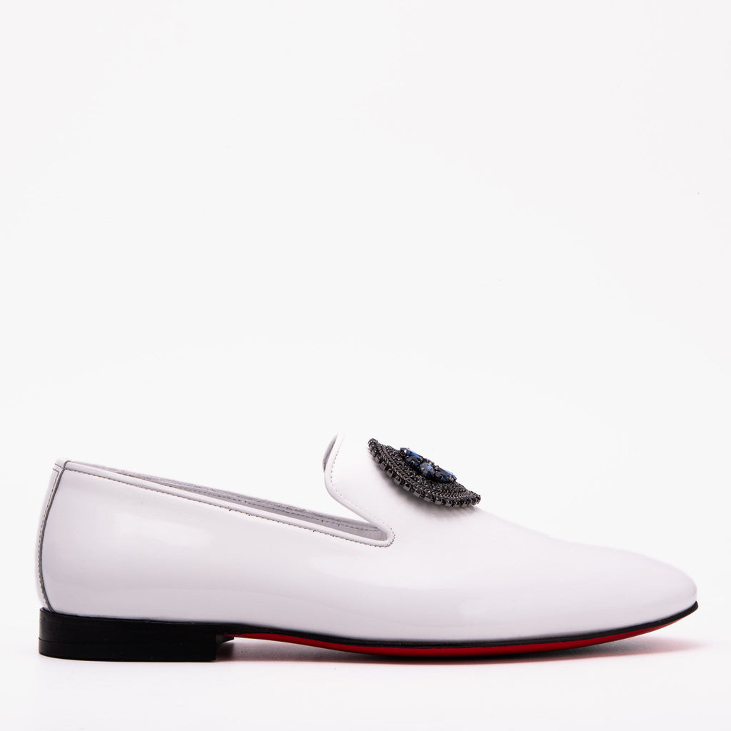 The Pombe White Patent Leather Dress Slip-on Loafer Men Shoe