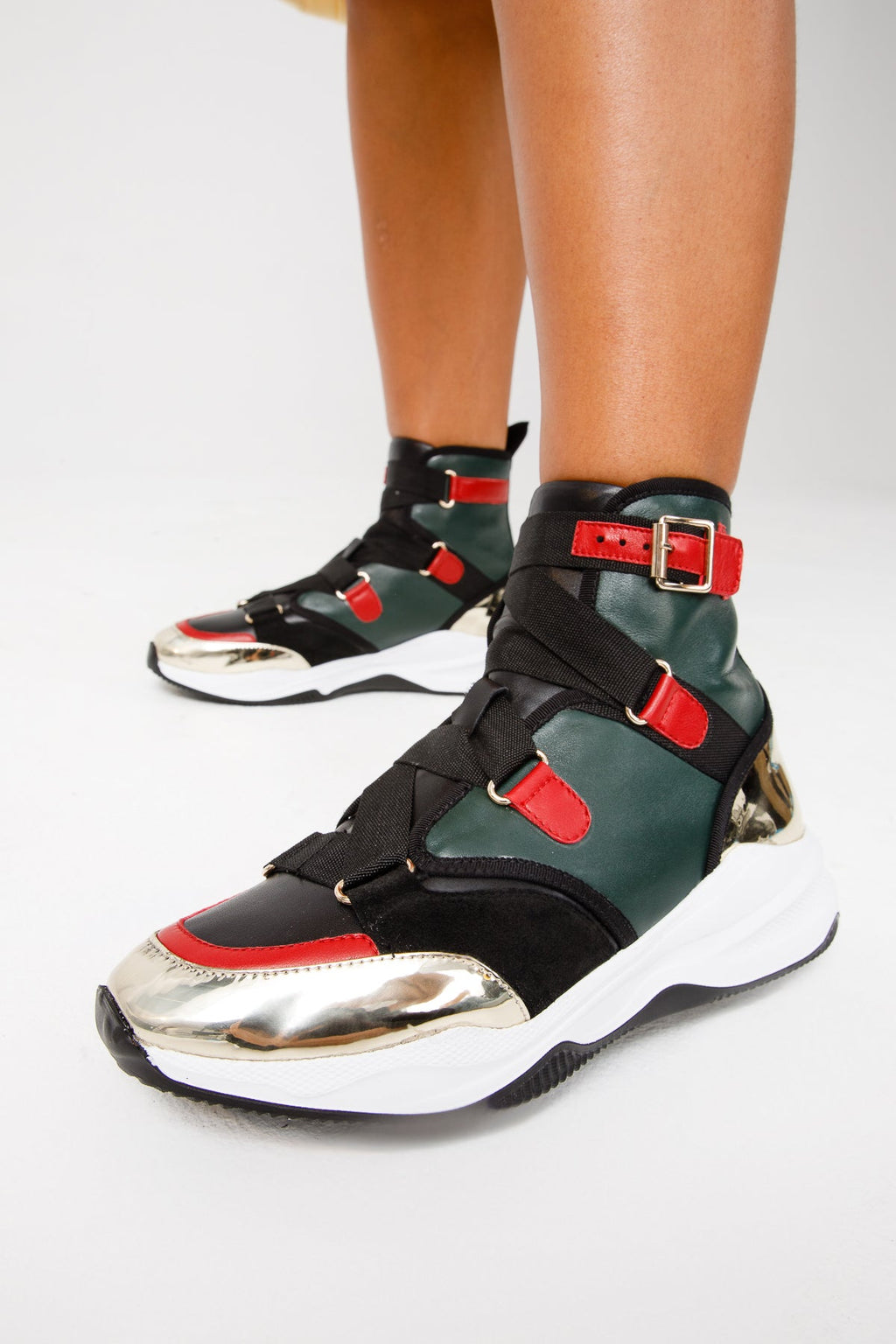 The Ottoman Green & Gold Leather Ankle Women Boot Final Sale!