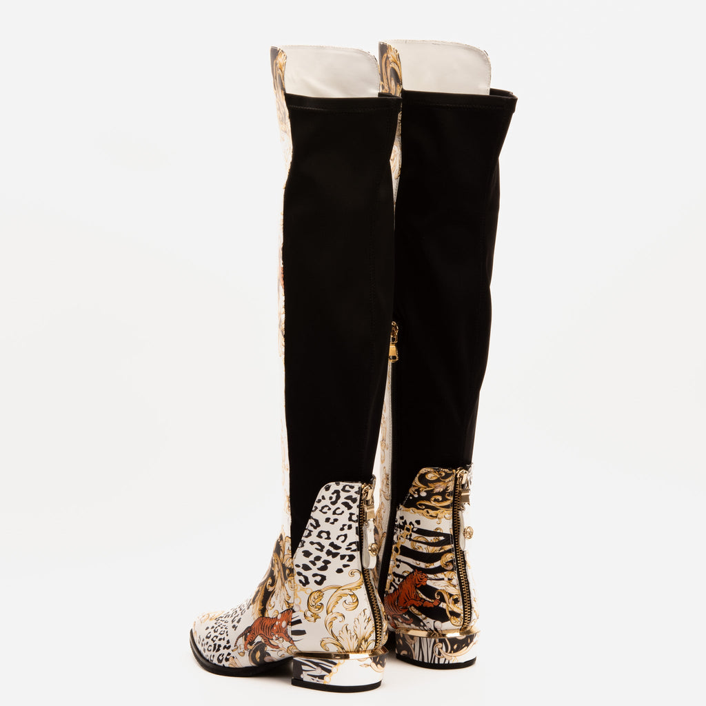 The Perugia Leather Pointy Toe Knee High Women Boot